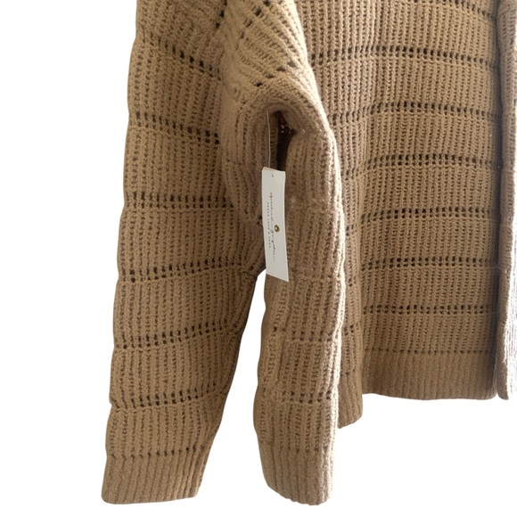 Spiritual Gangster Cassey Wool Blend Open Stitch Cardigan Tan Carmel Womens NWT - Picture 8 of 16
